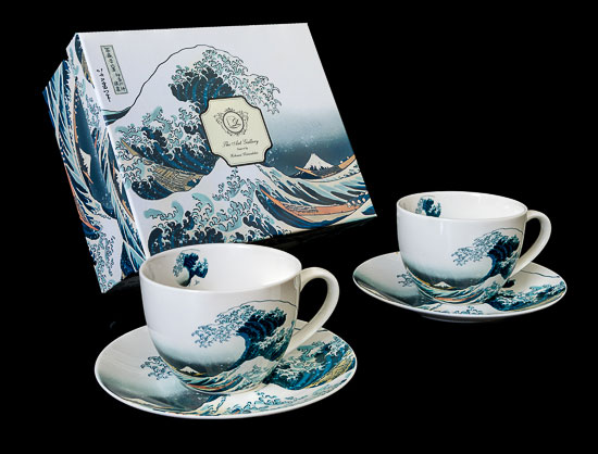 Dúo de tazas tazas de té Hokusai, La gran ola de Kanagawa (Duo)