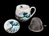 Mug snuggle à thé en porcelaine avec filtre Hokusai, La grande vague de Kanagawa