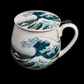 Mug snuggle à thé en porcelaine avec filtre Hokusai, La grande vague de Kanagawa