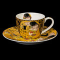 Duo tasses à expresso & sous-tasses Gustav Klimt, Le baiser, l'arbre de vie (marron)