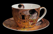 Dúo de tazas con platillos Gustav Klimt, El beso