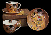 Dúo de tazas con platillos Gustav Klimt, El beso
