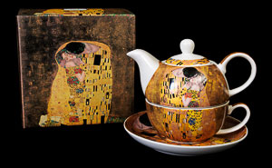 Duo théière et tasse en porcelaine Gustav Klimt : Le baiser