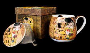 Gustav Klimt snuggle mug with tea infuser : The kiss