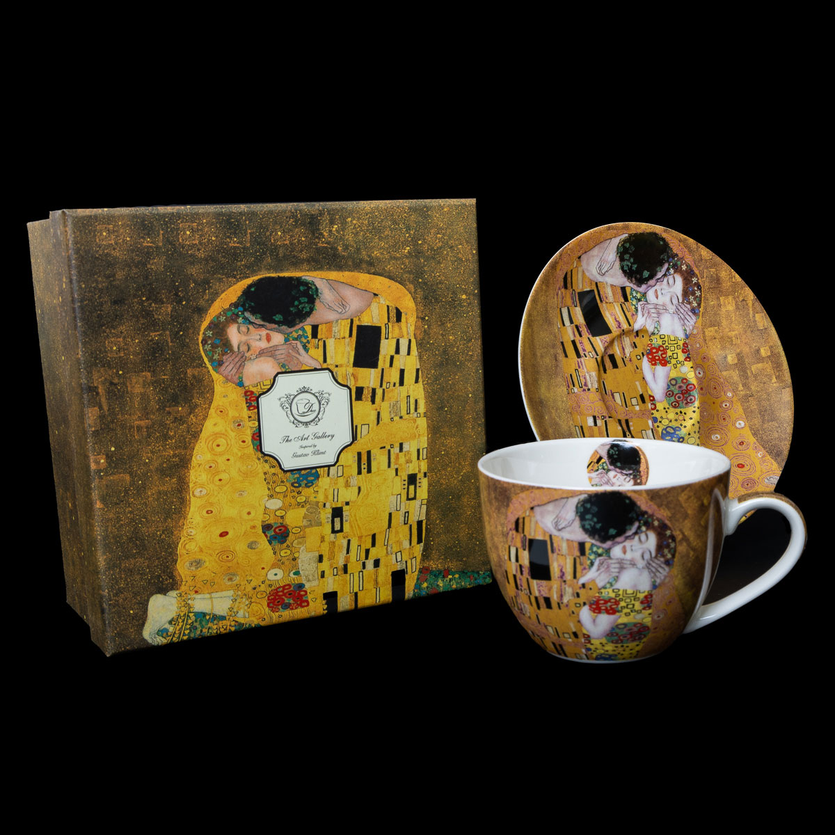 Taza de té con platillo Gustav Klimt, El beso