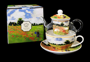 Tetera Tea-for-one vidrio y porcelana Claude Monet, Las amapolas