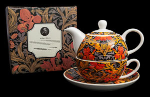 Duo théière et tasse en porcelaine William Morris : Orange Irises