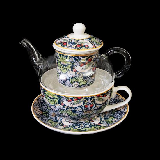 Théière Décorative William Morris - Collection "Le Pavot", Motif Fleurs Multicolore - Céramique Française