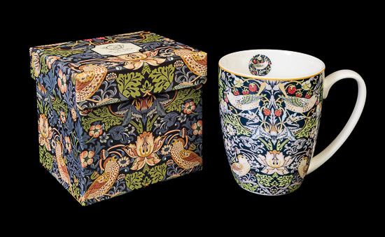 William Morris Porcelain Mug, Strawberry Thief (Blue) (Duo)