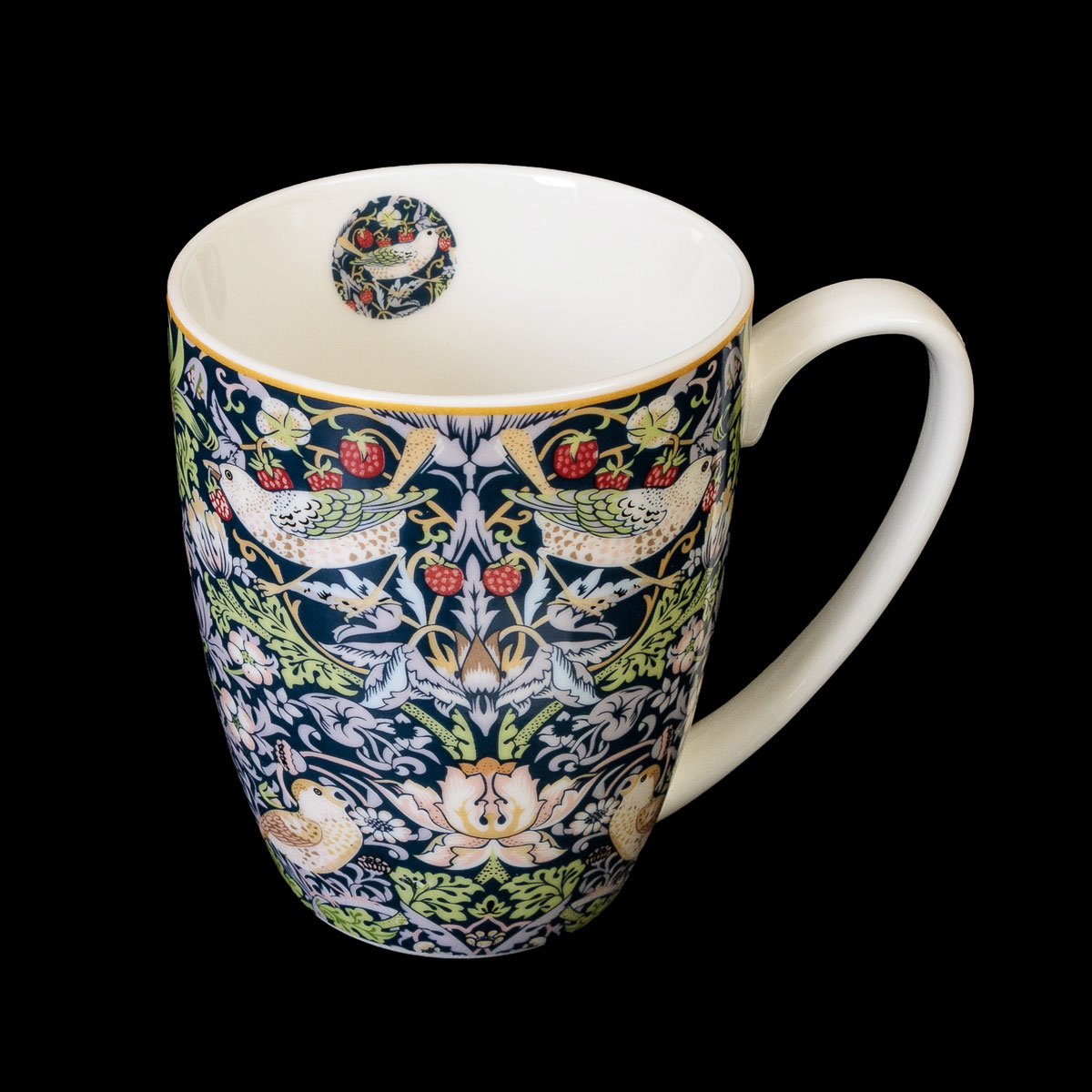 Solitaire porcelaine 'William Morris Collection' (Strawberry Thief) bleu  vert - hauteur 13 cm - [R8810]