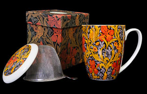 William Morris Mug with tea infuser : Orange Irises