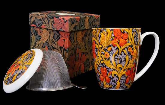 Mug con infusore per tè William Morris, Orange Irises (Duo)