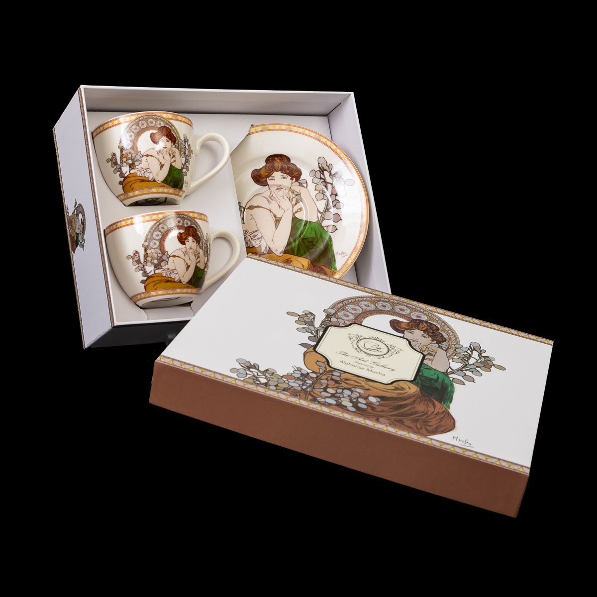 Duo tasses à expresso & sous-tasses Alfons Mucha, Topaze