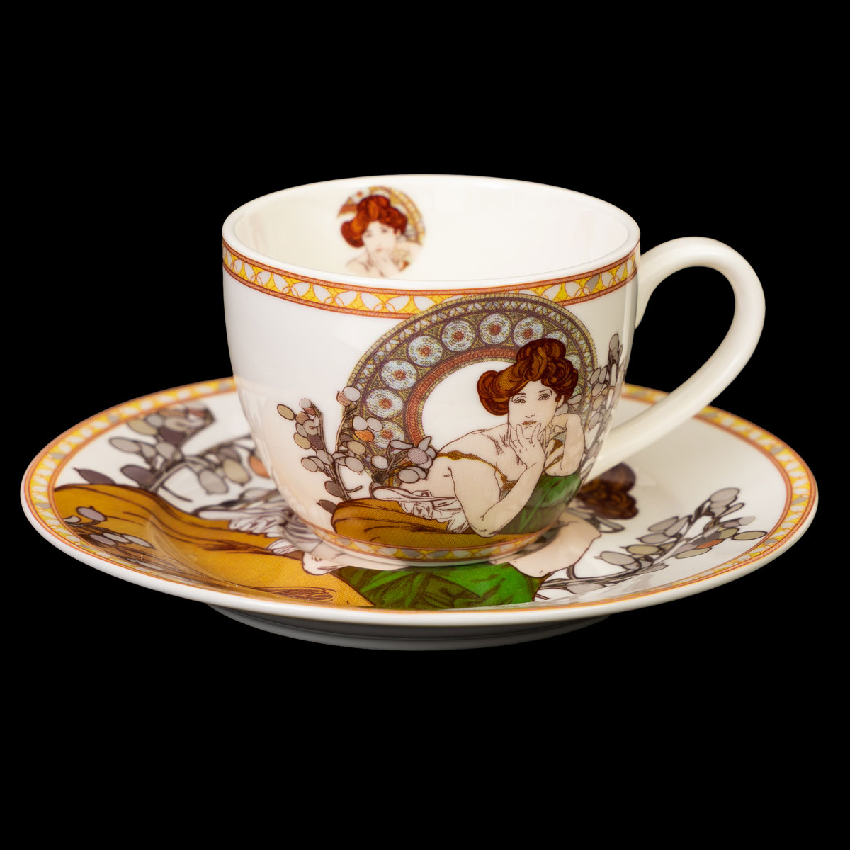 Duo tasses à expresso & sous-tasses Alfons Mucha, Topaze