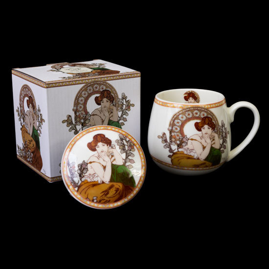 Mug snuggle de porcelana con infusor de t Alfons Mucha, Topacio (Duo)