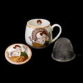 Alphonse Mucha Porcelain Mug snuggle with tea infuser, Topaz