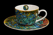 Vincent Van Gogh Set of 2 espresso cups and saucers, Irises