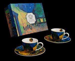 Dúo de tazas Espresso Vincent Van Gogh : La terraza del café por la noche