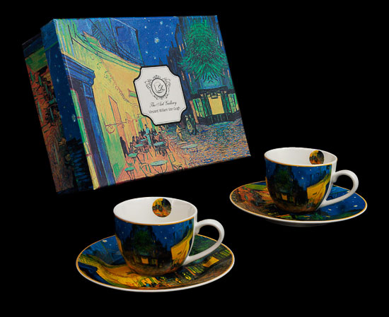 Duo tasses à expresso & sous-tasses Vincent Van Gogh, Terrasse de café de nuit, (Duo)