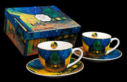 Dúo de tazas con platillos Vincent Van Gogh, La terraza del café por la noche