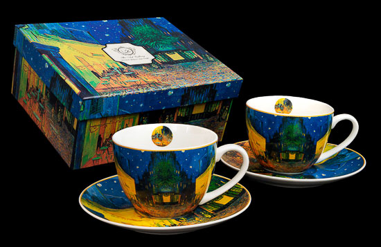 Set di 2 tazze con piattino Vincent Van Gogh, Terrazza del caffè di notte (Duo)