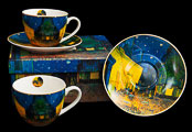 Dúo de tazas con platillos Vincent Van Gogh, La terraza del café por la noche