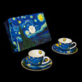 Duo tasses  expresso & sous-tasses Vincent Van Gogh, La nuit toile