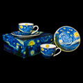 Vincent Van Gogh Set of 2 espresso cups and saucers, Starry night