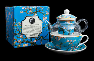 Tazza e Teier Tea for One vitro e porcellana Vincent Van Gogh : Ramo di mandorlo in fiore