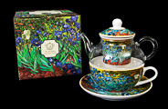 Vincent Van Gogh Glass and Porcelain Tea for One : Irises