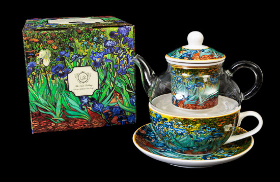 Vincent Van Gogh Glass and Porcelain Tea for One : Irises