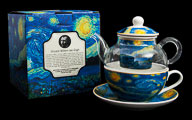 Tetera y taza Vincent Van Gogh : La noche estrellada (vidrio y porcelana)