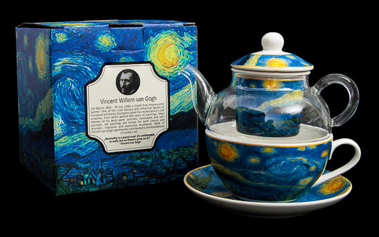 Vincent Van Gogh Glass and Porcelain Tea for One : Starry night