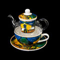Tazza e Teiera Vincent Van Gogh : Terrazza del caffè di notte (vitro e porcellana) (dettaglie)