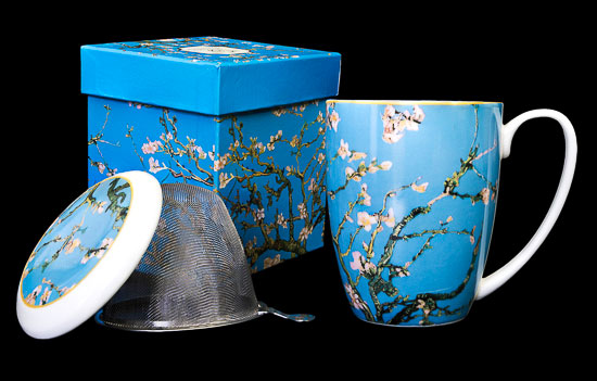 Vincent Van Gogh Porcelain Mug with tea infuser, Almond Tree (Duo)