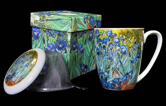 Vincent Van Gogh Porcelain Mug with tea infuser, Irises (Duo)