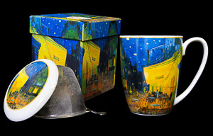 Mug con infusor de té Vincent Van Gogh : La terraza del café por la noche