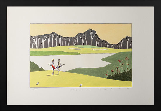 Affiche d'Art signée et encadrée de François Avril : Golf - Par 3