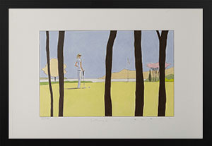 François Avril framed signed print, Golf - Putting 1