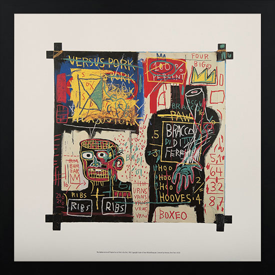 Stampa incorniciata Jean-Michel Basquiat : The Italian version of Popeye has no Pork in his Diet (1982)