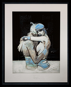 Enki Bilal framed pigment print : Bleu sang ... à part