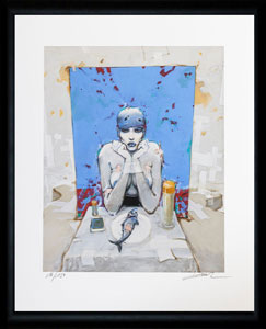 Enki Bilal framed pigment print : Bleu sang