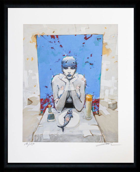 Signed Enki Bilal framed Fine Art Pigment Print : Bleu sang
