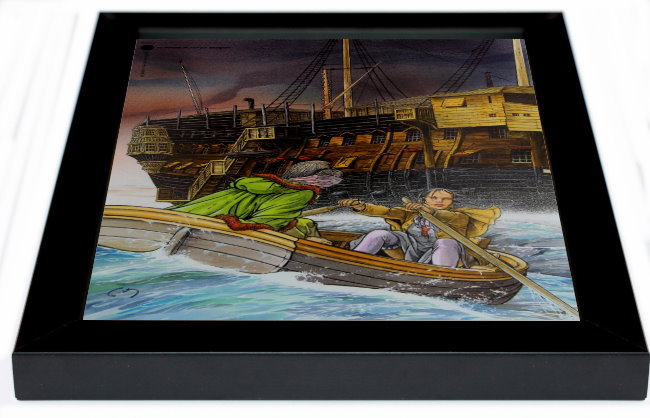 Stampa incorniciata di François Bourgeon : Le ponton, dettaglio n°1