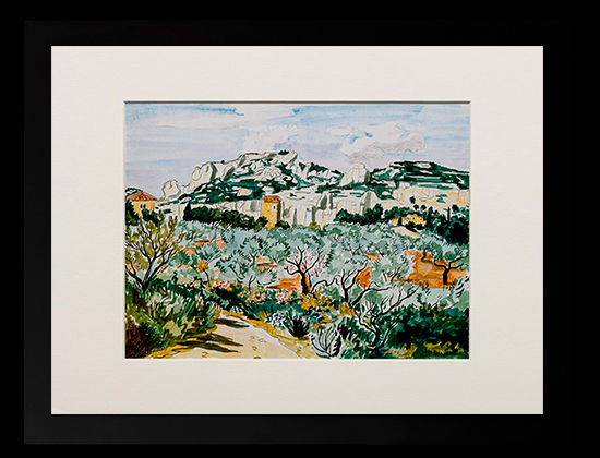 Yves Brayer framed print : Le moulin dans les oliviers (1973)