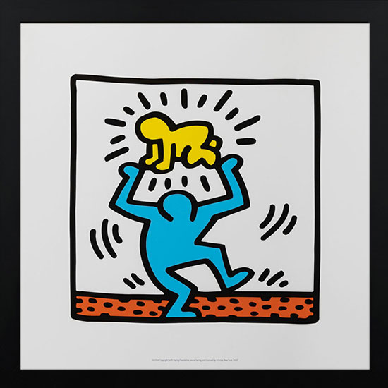 Affiche encadrée Keith Haring : Bébé au-dessus de la tête (1987)