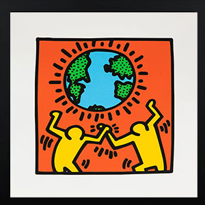 Lámina enmarcada Keith Haring : Earth, world