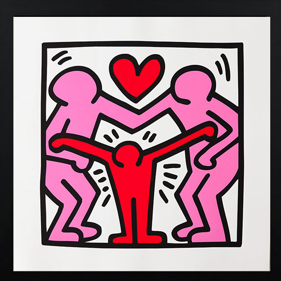 Lámina enmarcada Keith Haring : Sin título 1989 (Familia)