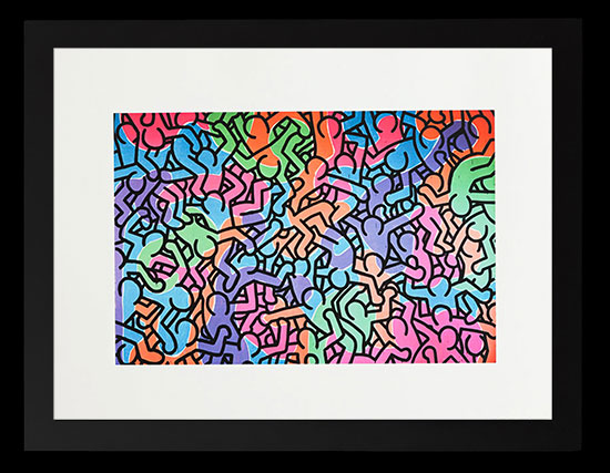 Affiche encadrée Keith Haring : Figures, 1985