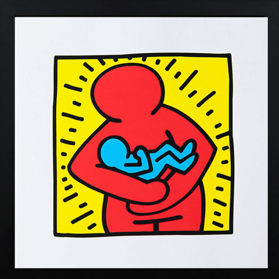 Stampa incorniciata Keith Haring : Senza titolo, 1988 (Maternità)